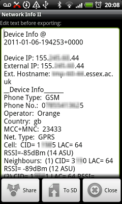 Network Info II Screenshot 1